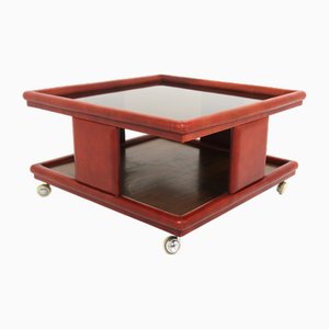 Leather Coffee Table, Italy, 1970s