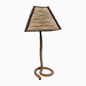Vintage Tischlampe aus Seil mit handgefertigtem Schirm aus Bast von Lamplove, 1980er