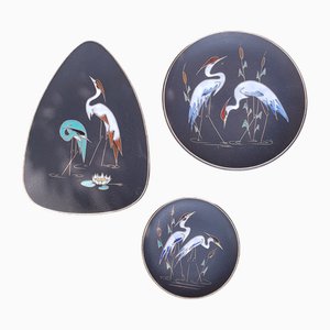 Wall Plates with Herons by A. Kiechle for Ruscha, 1950s, Set of 3