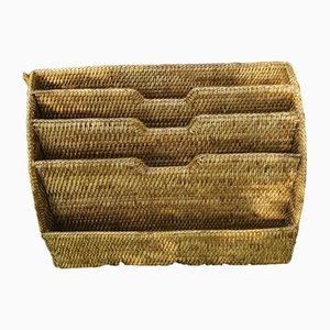 Tan Wicker Newspaper Stand