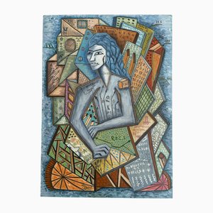 Mario D'altilia, Figura e paesaggio tecnico, 2015, Olio su tela