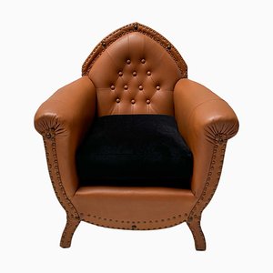 Art Deco Leather Club Chair, 1940s