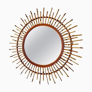 French Riviera Mirror in Bamboo with Rattan, 1960s
