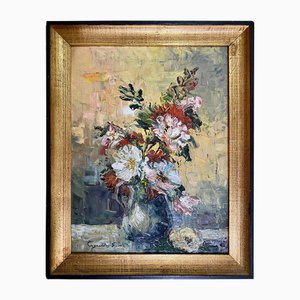 Bouquet de Fleurs, Espagne, 1960, Toile, Encadré