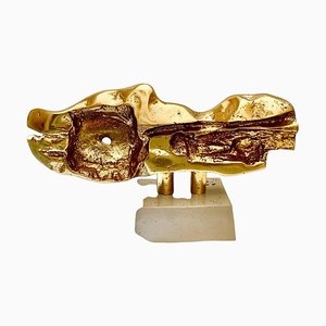 Clock Sculpture with Gold Plating by David Marshall, Spain, 1960