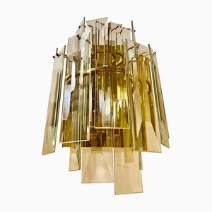 Wandlampe aus Glas & Vergoldetem Gold von Veca, Italien, 1980er