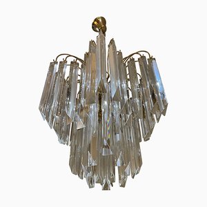 Murano Glass Chandelier with Gilt Gold Structure attributed to Venini, Italy, 1980