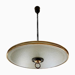 Suspension en Verre avec Laiton dans le style de Pietro Chies par Gio Ponti, Italie, 1970