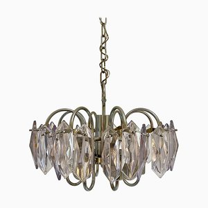 Chandelier Glass Cristal with Gilt Gold from Kinkeldey, Austria, 1970s