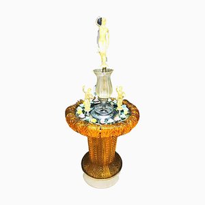 Gold Orange Murano Glas Brunnen mit Beleuchtung und Wasser, Italien, 1970er