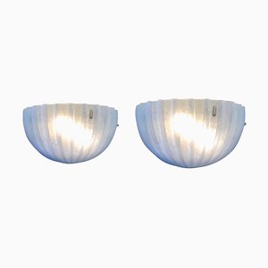 Ice Frost Murano Glass Wall Lights from Seguso, Italy, Set of 2