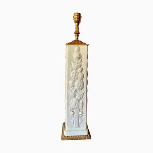 Art Deco Table Lamp in Porcelain with Bronze, Spain, 1930s