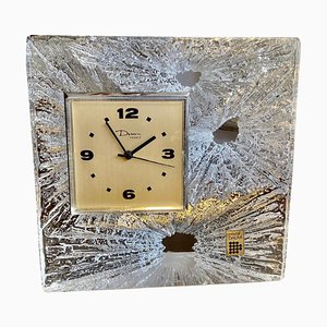 Crystal Table Clock from Daum, France, 1950s