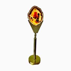 Agate and Bronze Lamp attributed to Willy Darot, Netherland, 1970s