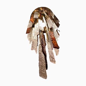 Lampada a sospensione Ice Frost in vetro di Murano bicolore di Mazzega, Italia, anni '70