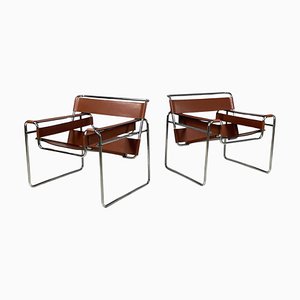 Set of Mid-Century Italian Brown Armchairs attributed to Marcel Breuer for Gavina, 1960s