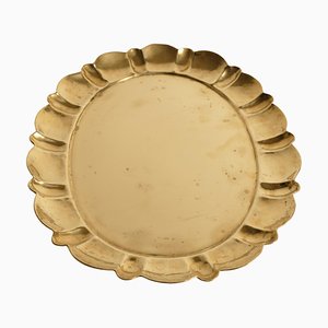 Large Hollywood Regency Oval Brass Tray by Firma Lars Holmström, 1940s