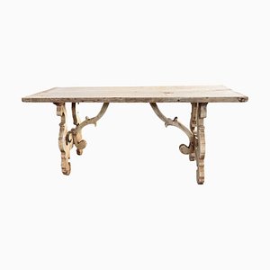 Italian Bleached Walnut Console Table with Lyre Legs
