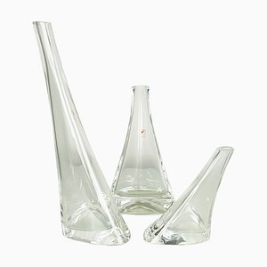 Vases en Cristal par Angelo Mangiarotti pour Cristalleria Colle, 1986, Set de 3