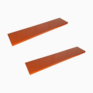 Mensole in plastica rossa e metallo cromato di Elco, anni '80, set di 2