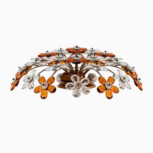 Italienische Florentiner Einbauleuchte mit Blumen aus Muranoglas von Banci Firenze, 1970er