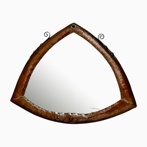 Art Deco Patinated Brass Amsterdamse School Mirror, 1920s