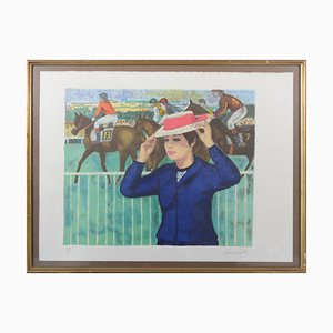 Francois Gall, Horse Races at Auteuil: Lady with Hat, anni '50, Litografia