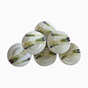 Vintage Earthenware Asparagus Plates from Lunéville, Set of 6