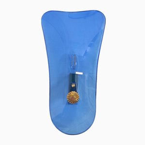 Lampade da parete in vetro blu, Italia, 1950, set di 3