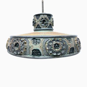 Danish Studio Ceramic Pendant Lamp by Jette Hellerøe, 1970s