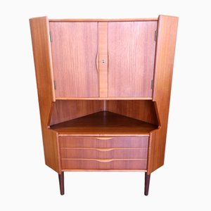 Meuble d'Angle en Teck avec Bar de Omann Jun, Danemark, 1960s