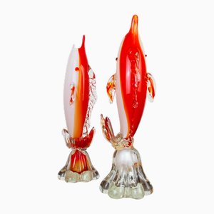 Vintage Murano Glass Fish, Italy, 1950s, Set of 2