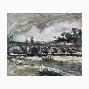 Magdalena Spasowicz, Warschau: The Poniatowski Bridge, Oil on Board, 1999