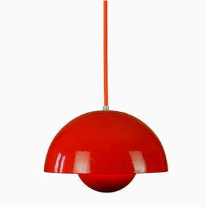 Lampada a sospensione VP1 Flowerpot originale di Verner Panton per Louis Poulsen, anni '70, set di 2