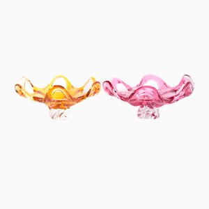 Tschechische Glasschale von Josef Hospodka für Sklarny Chribska, 1970er, 2er Set