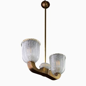 Art Deco Hängelampe aus Muranoglas von Ercole Barovier & Toso, 1930er