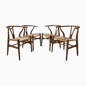 Wishbone CH 24 Chairs by Hans J. Wegner for Carl Hansen & Søn, 1950s, Set of 4