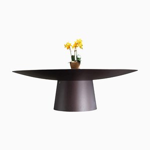 Mesa de comedor Emmemobili Ufo con Lazy Susan incrustada de Ferruccio Laviani, años 2000