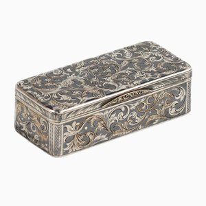 19th Century Russian Silver Snuffbox with Niello, Russia