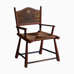 Folk Art Handcrafted Swedish Armchair, 1920s