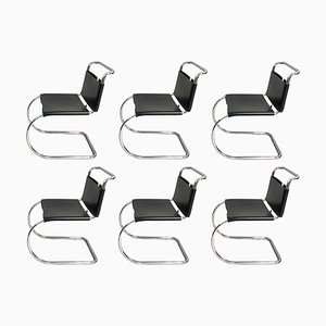 Leather Mr10 Chairs attributed to Ludwig Mies Van Der Rohe, 1960s, Set of 6