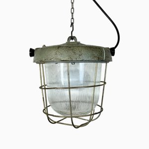 Industrial Cast Iron Cage Pendant Light, 1960s