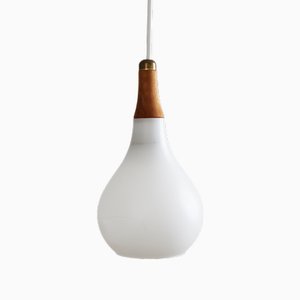Kleine Mid-Century Hängelampe aus Opalglas, 1960er