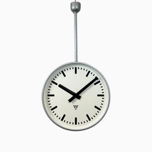 Huge Industrial Double Sided Railway Clock from Pragotron, 1960s