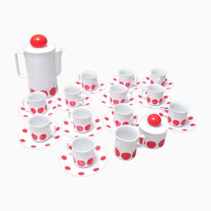 Red Polka Dot Coffee Service, 1970s, Set of 27