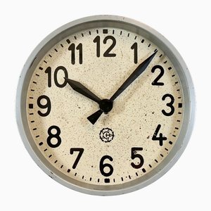Industrial Factory Grey Wall Clock from Chronotechna, 1950s
