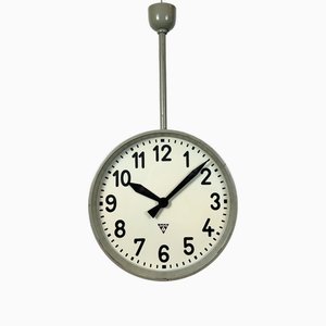 Large Industrial Double Sided Railway Factory Clock from Pragotron, 1960s
