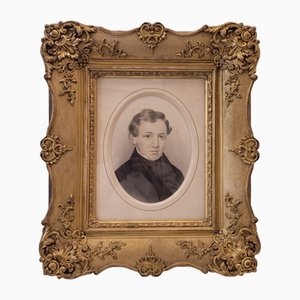 French Artist, Noble Portrait, Graphite Drawing, 1890s-1910s, Framed