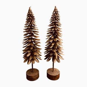 Large Brass Pine Trees, Italy, 1970s, Set of 2