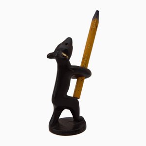 Porte-Stylo Ours en Laiton Noirci par Walter Bosse pour Herta Baller, Vienna, 1950s